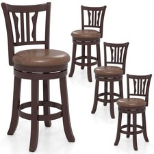 26  Counter Height Swivel Bar Stools Set of 4 w/Back  Faux Leather Seat