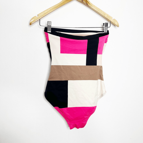 KATE SPADE NEW YORK Mykonos bandeau one piece swimsuit geometric NWOT womens XS - Picture 5 of 9