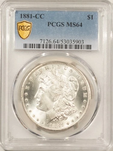 1881-CC $1 MORGAN DOLLAR - PCGS MS-64 BLAST WHITE, PREMIUM QUALITY! CARSON CITY!