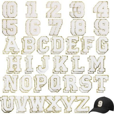 Acrebow 72 Pcs White Chenille Letter 2 inches, 52 Letters+20 Numbers 