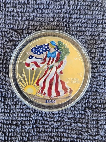 2001 Colored 1 Oz. American Eagle Walking Liberty .999 Fine Silver Coin