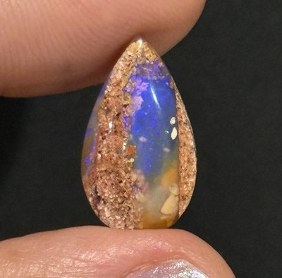 5.85ct 19.2x11x4.7mm Purple Crystal Pipe Australian Boulder Opal Cabochon Gem