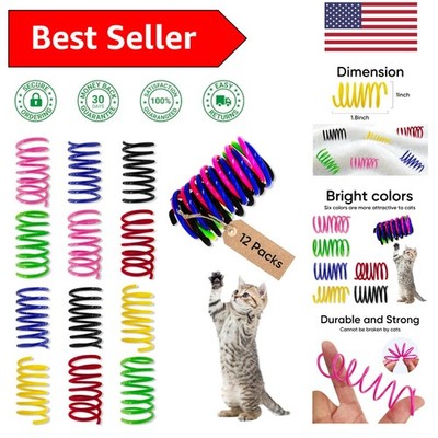 Brightly Colored 12-Pack Cat Toys - Interactive Springs to Stimulate Play