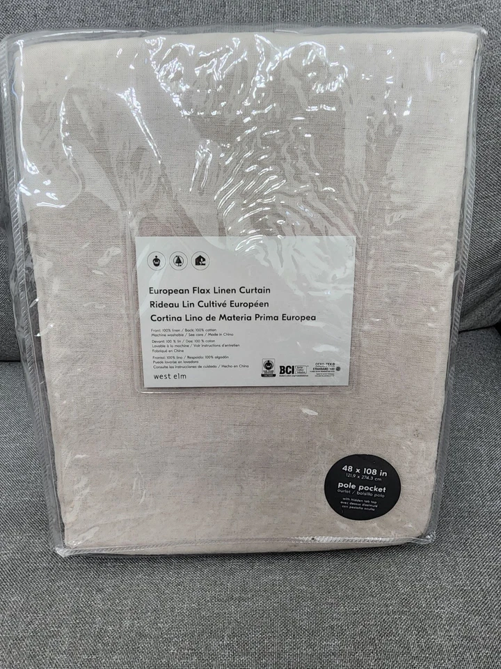 west elm European Flax Linen Curtain. 48" x 108" ~ Natural / Flax - Image 2 of 4