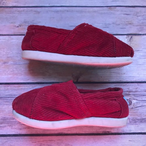 Toms Unisex Boys Girls Shoes Size 6 Red Corduroy Sherpa Slip Ons Tiny - Picture 6 of 10