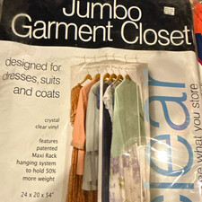 Jumbo Garment Closet Bag Crystal Clear Vinyl 24x20x54 Maxi Rack Hanging System