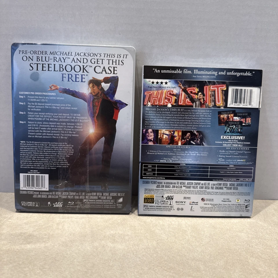 Michael Jackson THIS IS IT Blu-ray Limited Best Buy Steelbook 3D Backstage Pass - Image 2 of 3