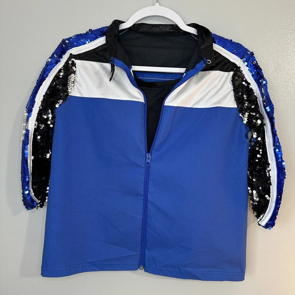 Weissam ребенка XL 3 шт. хип-хоп танец костюм куртка брюки Bartlett бюстгальтер блестки - Изображение 4 из 4