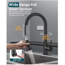 High Arc Single Handle Kitchen Faucet - 3 Modes, 360 Swivel