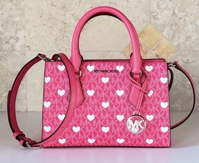 Michael Kors Sheila SM Center Zip Satchel Shoulder Crossbody Bag MK Pink/Heart