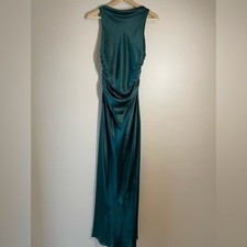 NEW Reformation Anaiis Long Silk Dress Forest Dark Green | US 4 UK 8