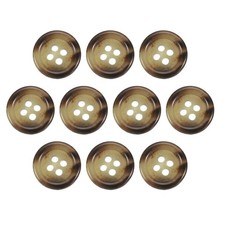 10pcs Resin Sewing Button, 15mm 5/8" 4 Holes Round Coat Buttons, 7 Coffee Brown