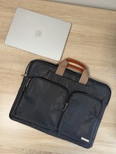 Lacdo 17'' Laptop Shoulder Bag Black Brown Padded Case w/Compartments