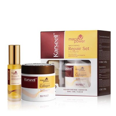Collagen Hair Treatment Mask, Argan Oil Set for Deep Repair Conditioning of Dama
