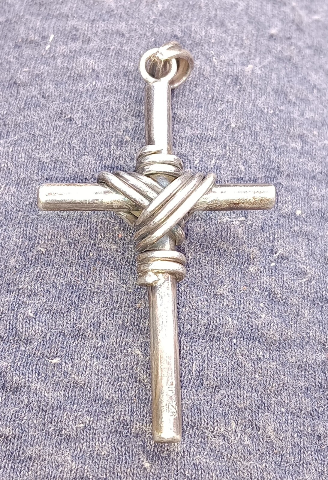 STERLING SILVER Rope CROSS, Solid Silver, Silver … - image 1