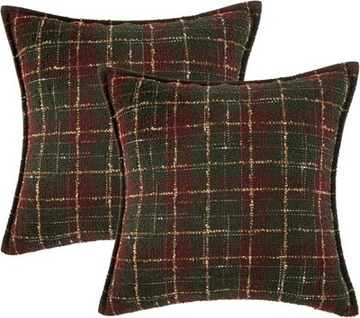 MAGOLIFE Scottish Tweed Loop Yarn Tartan Plaid Cotton Thread Tassel Throw Pillow