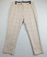 Banana Republic Pants Mens 32x30 Beige Plaid Slim Tapered Stretch Career Office