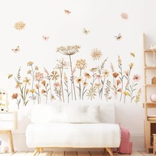 decalmile Boho Flower Wall Decals Wildflower Floral Dandelion Grass Wall