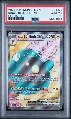2025 POKEMON JTG EN-JOURNEY TOGETHER ULTRA RARE #172 IONO'S BELLIBOLT EX PSA 10