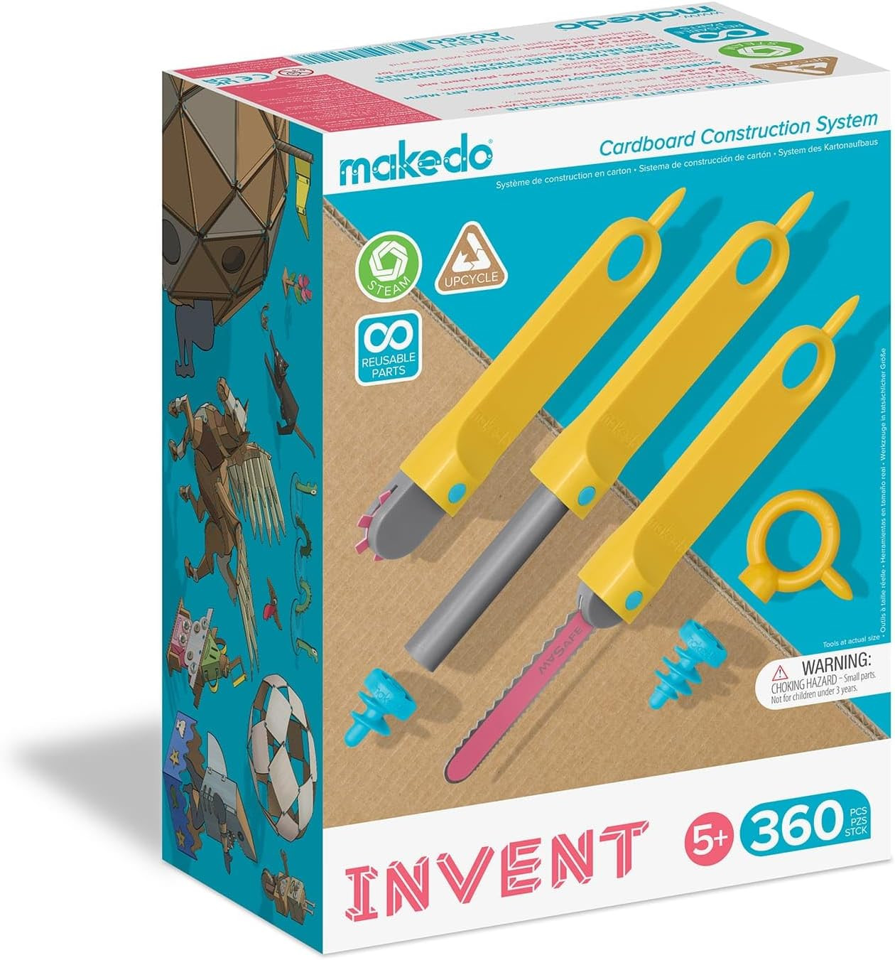 Upcycled Cardboard Construction Toolkit in Large Toolbox (360 Pieces)