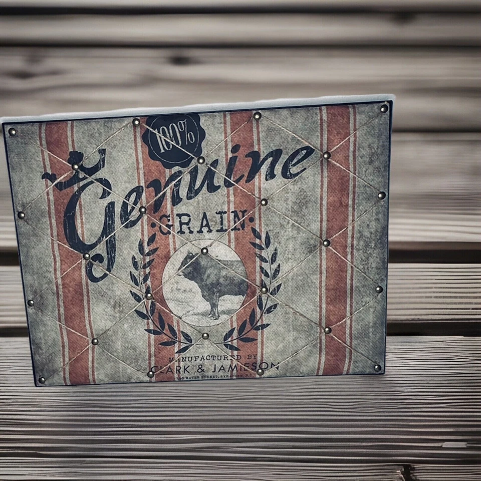 Cow Steel Memo Bulletin Photo Board Canvas Burlap Rustic Farmhouse Wall Display - Image 3 of 4