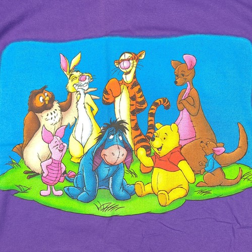Winnie the Pooh Group Photo Vintage T Shirt XL Eeyore Tiger Y2K Purple NWOT #J40 - Picture 4 of 11