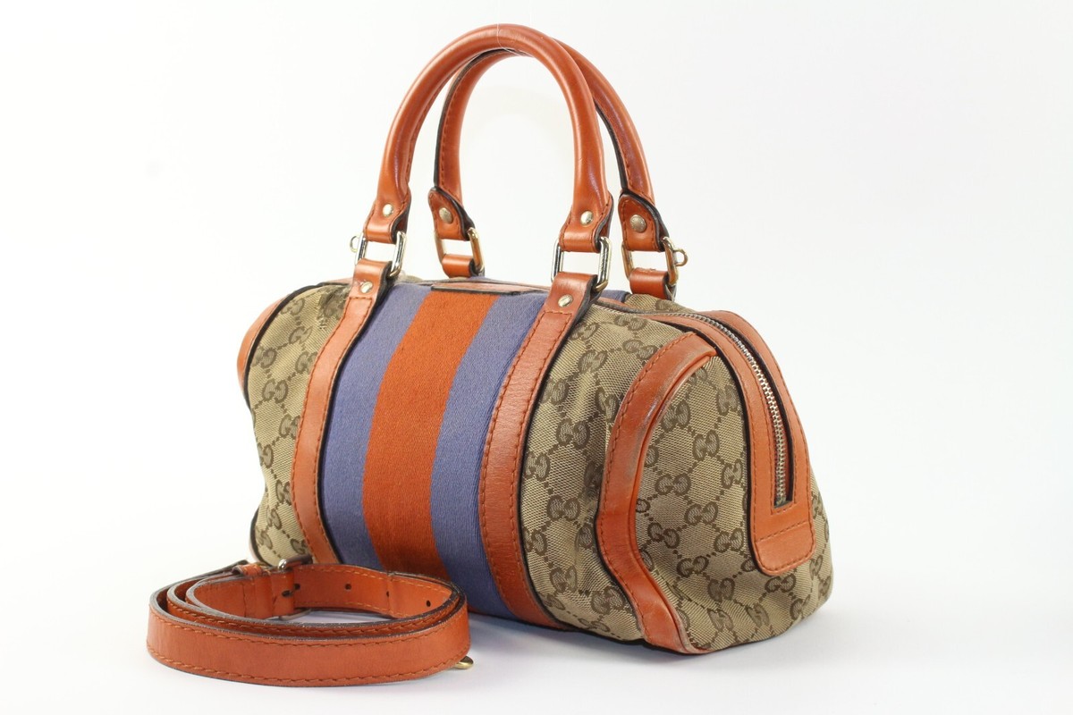 GUCCI Monogram Vintage Web Small Boston Orange Blue 6GK1226K | eBay