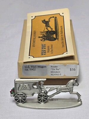 Little Gallery Hallmark Pewter Tin Toy Miniature U.S. Mail Wagonca. 1902 IOB