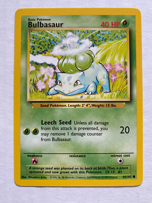 Vintage Bulbasaur - Base Set - 44/102 - Pokemon Card Collection