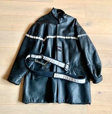 Lederjacke der französischen Feuerwehr mit Gürtel Größe L von 1995