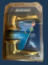 Schlage Bed and Bath Door Handle Set Gold Color New in Package RH
