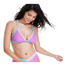Salt + Cove Juniors Contrast-Trim Triangle Bikini Top Orchid Multi XS L XL