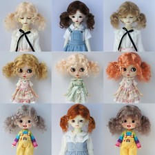 BJD Real Mohair Wig For 1/6 1/4 1/3 Lait MSD SD Blythe Doll Hair Curly Ponytail