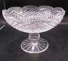 TIPPERARY IRISH CRYSTAL SAWTOOTH EDGE DIAMOND PATTERN COMPOTE PEDESTAL BOWL