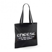CHEESE MY LIFE Cotton Tote Bag Shopper Birthday Present Novelty Joke Funny Food