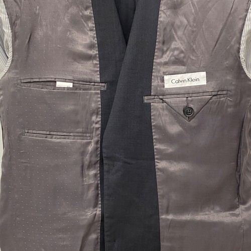 Calvin Klein Blazer 36R Charcoal Gray Speckled Wool 2B Double Vented Jacket NWOT - Picture 15 of 17