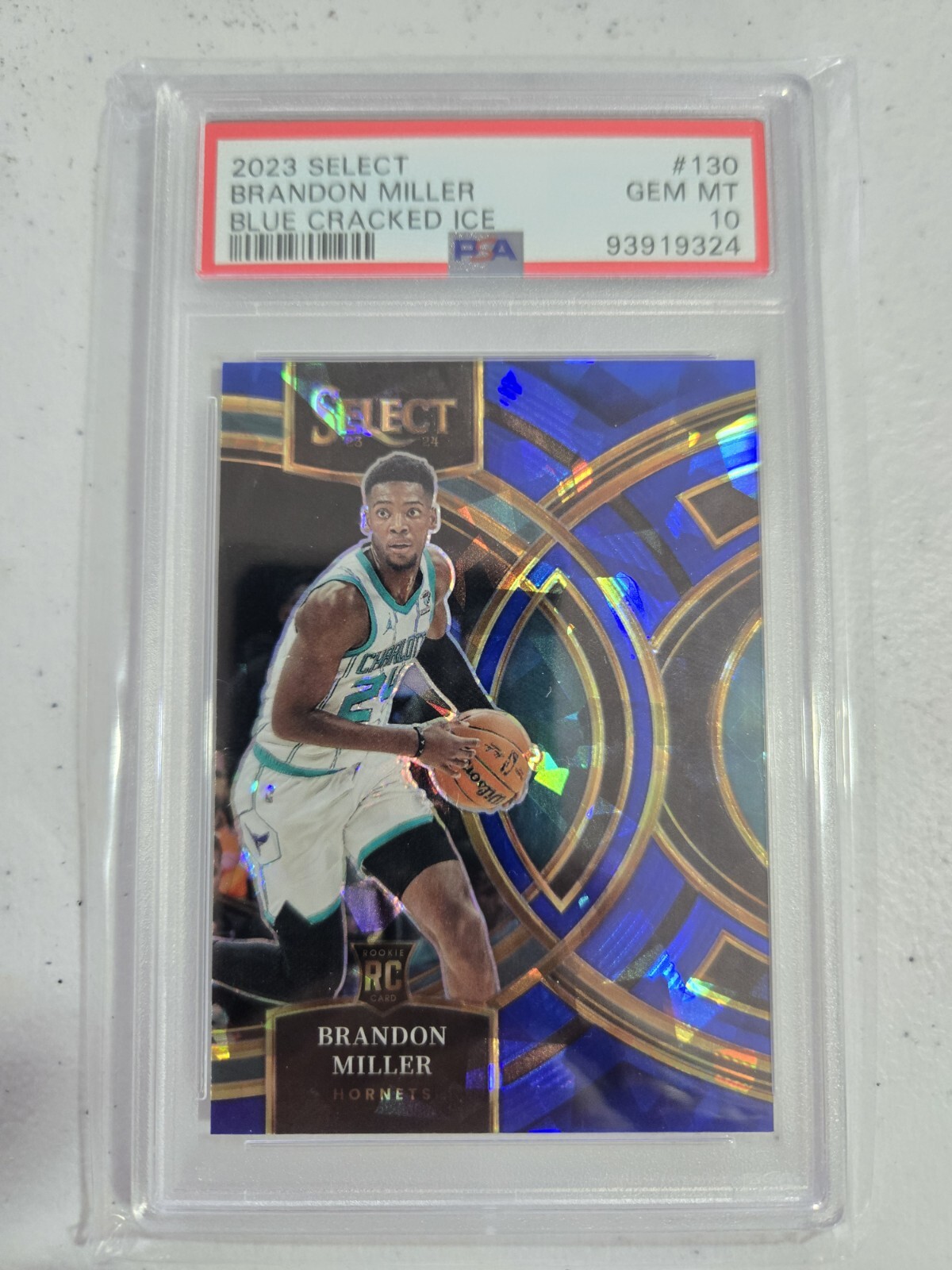 2023-24 Select Brandon Miller Blue Cracked Ice Rookie RC #130 PSA 10 GEM MINT
