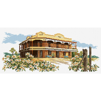 Gate Post Hotel cross stitch chart TRACKED POST Country Threads 20 x 44cm 14ct