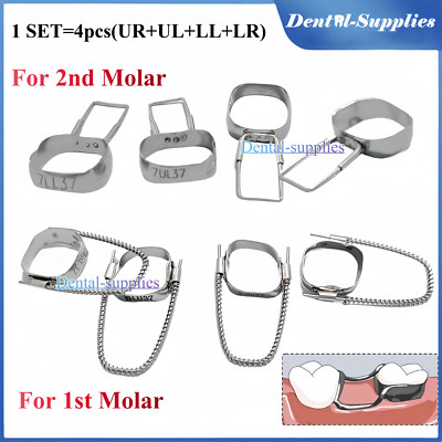 4pcs Dental Ortho Preformed Loop 1st 2nd Molar Bands Space Retainer ...