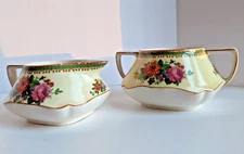 Crown Ducal Ware 72944 Reg 73 Cream Sugar 2597 Chabby Chic Rose Kitschy READ