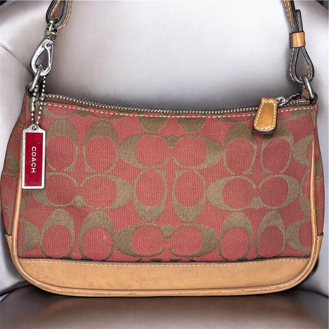 Coach Mini Shoulder Bag Pouch Signature Red 6094 One Coach Mini Shoulder Bag Pouch Signature Red 6094 One