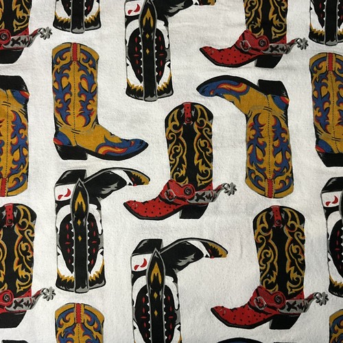 Sundance Joe Cowboy Boots Western Brushed Cotton Flannel Fabric 3+ Yd x 44" Wide