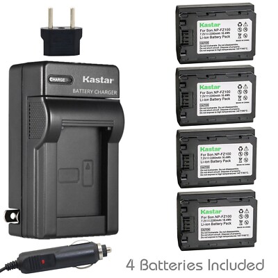 Travel Charger & 4 battery for Alpha a7R IV a7R IVA a7R V a7S III a7C a7C II