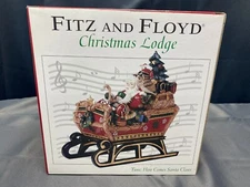 NEW !! Fitz and Floyd Musical Christmas Lodge Sleigh "Here Comes Santa Claus"  