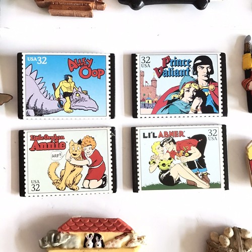 VTG Lot 37 Refrigerator Magnets Comics Raggedy Ann Cat Dog Frog Bird God Popcorn - Picture 3 of 8