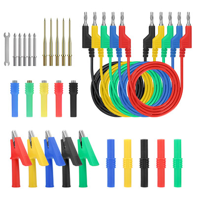 30PCS Auto Multimeter Test Leads Kit 4mm Banana Plug Alligator Clip Probes Cable