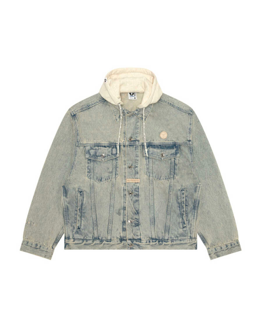 Aape By A Bathing Ape Men's Detachable Hood Denim Jacket Aape By A Bathing Ape Men's Detachable Hood Denim Jacket