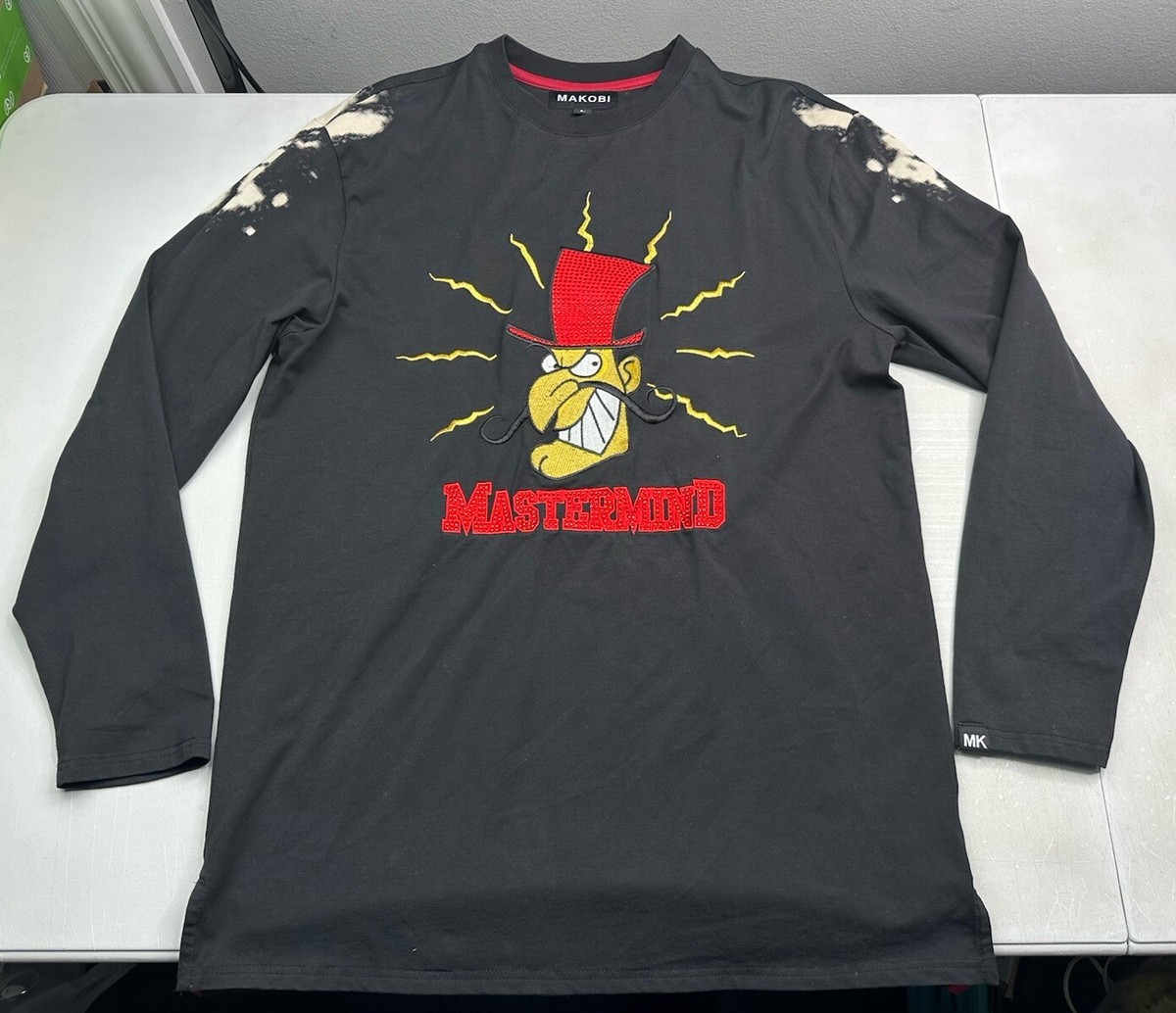 MAKOB Mastermind Embroidered Studded Graphic Mens Long Sleeve