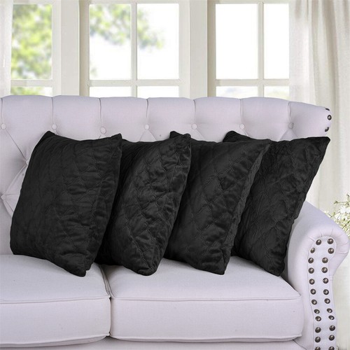 Pack of 4 Micromink Soft Solid Decorative Throw Pillow Covers Set Cushion Case - Picture 48 of 59