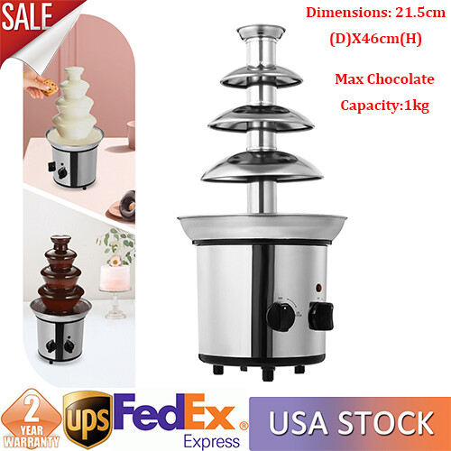 Chocolate Fountain Machine,4 Tier Stainless Luxury Cater Cheese Cascading Fondue